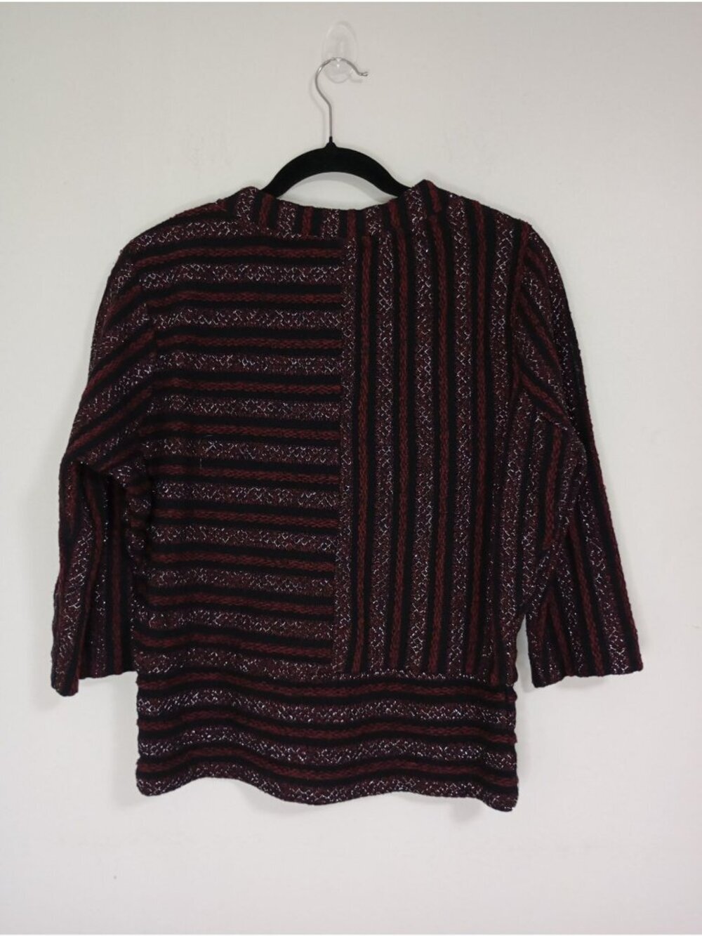 Anthropologie Akemi & Kin Striped Burgundy Black Metallic Knit Top S Womens - Picture 11 of 11